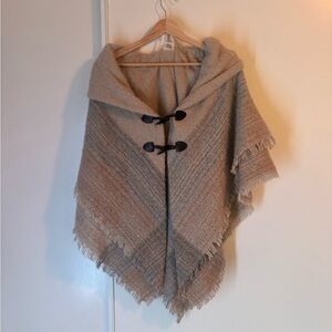 St. John's Bay Cozy Hooded Poncho in Light Taupe
